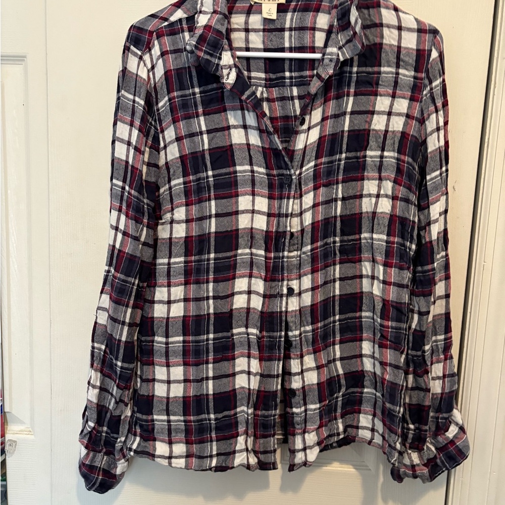 Miami Plaid Button Down Shirt - Red, White, and Blue